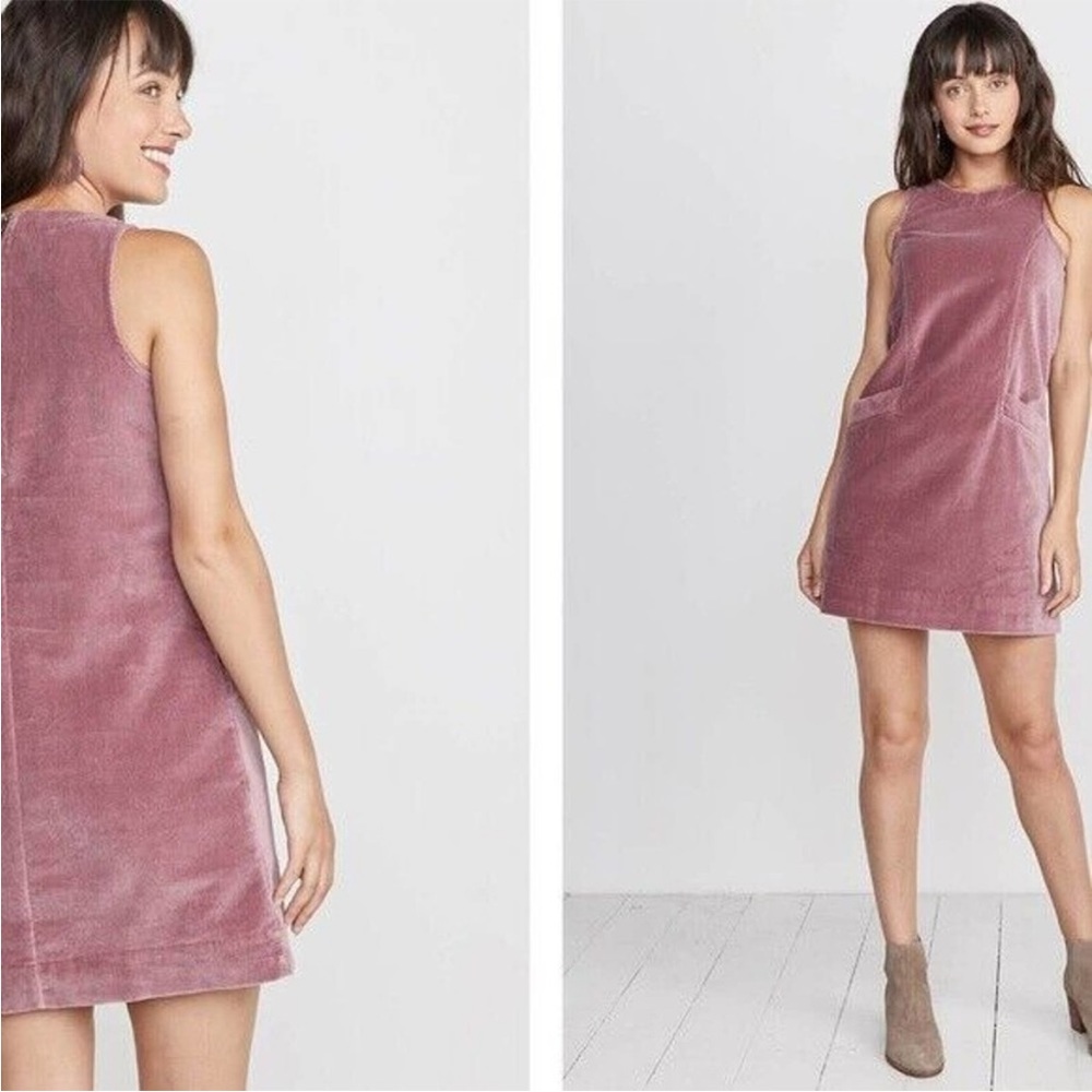 MARINE LAYER Cizon Velvet Mauve Pink Women's Shift Dress w Pockets, Large